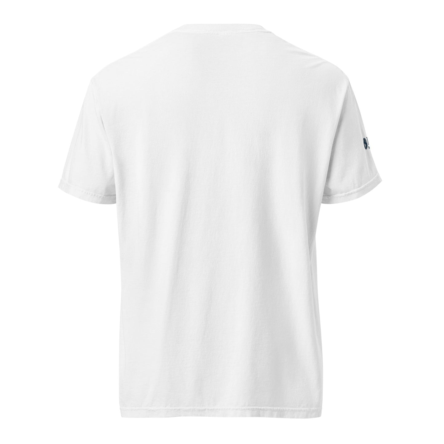 California-Unisex garment-dyed heavyweight white t-shirt back view made of 100% ring-spun cotton