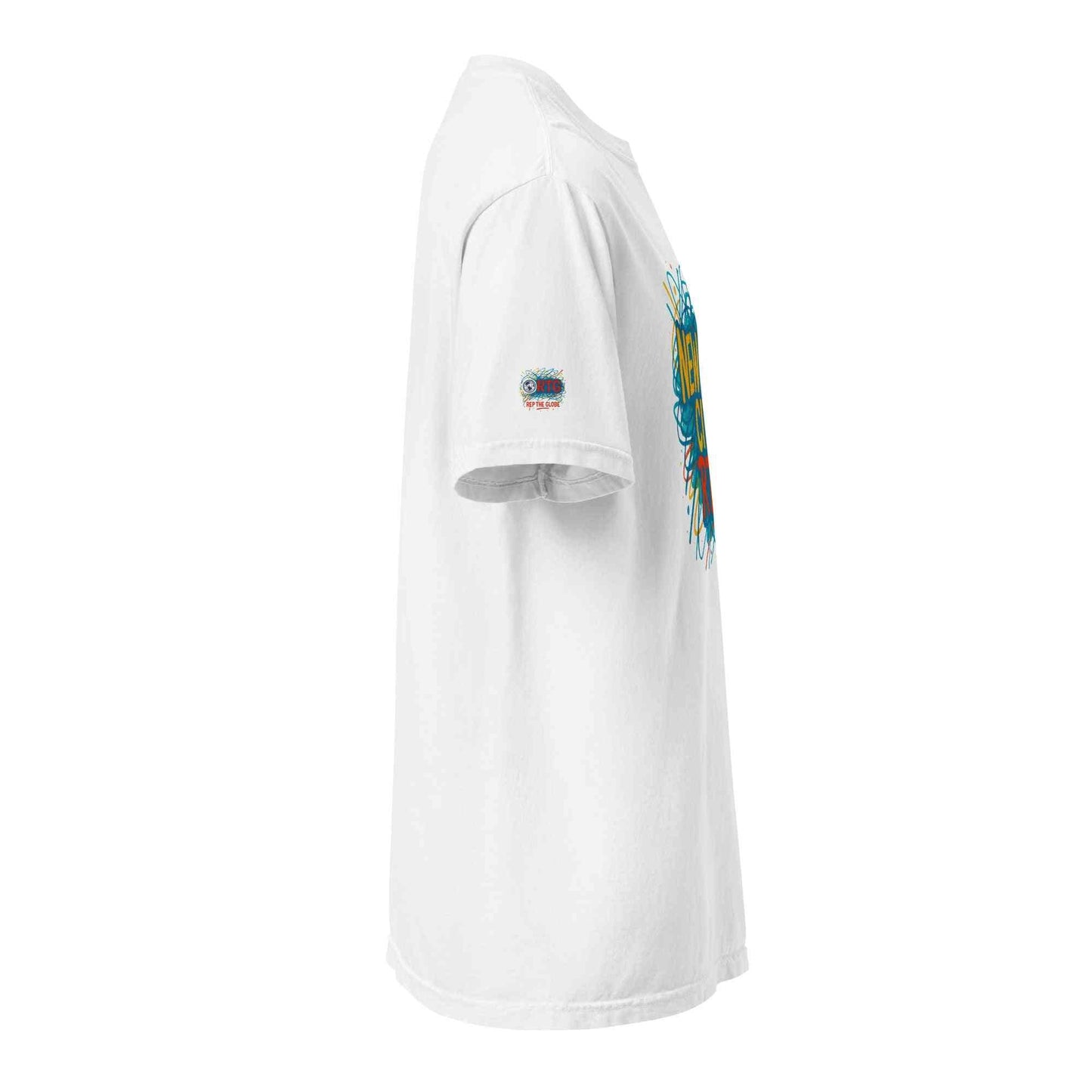 New York City-Unisex garment-dyed heavyweight white t-shirt side view breathable ring-spun cotton