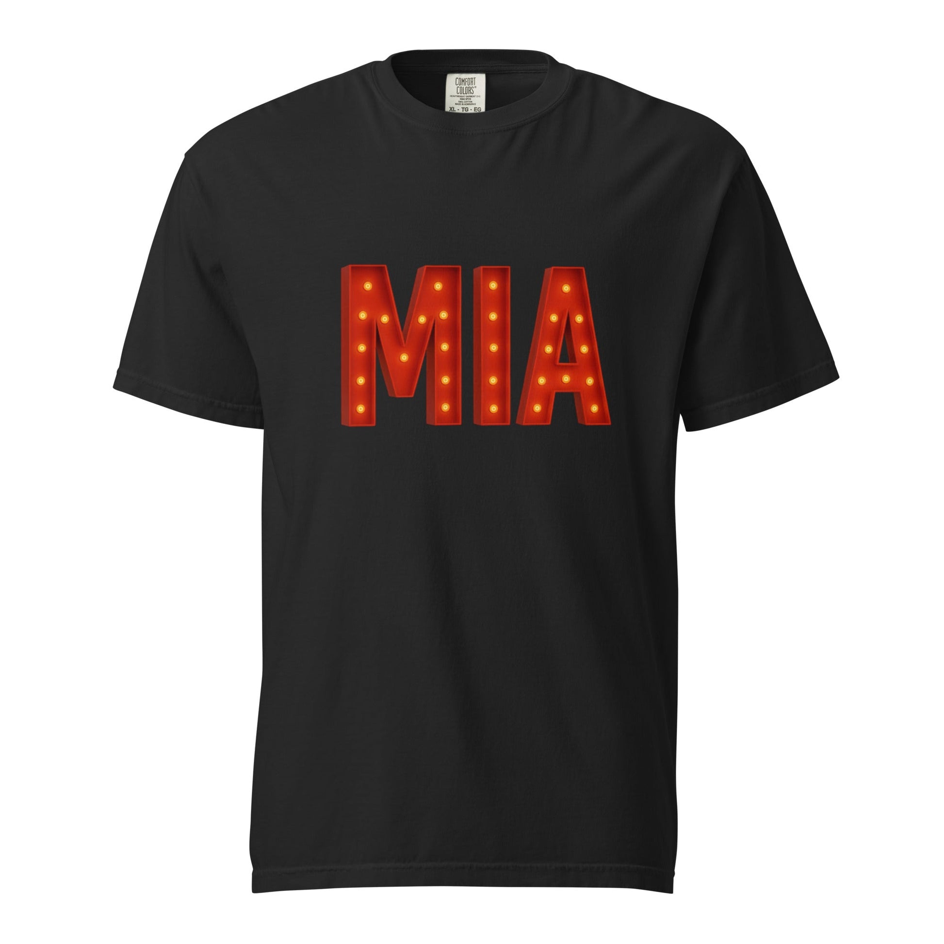 Black Miami-Unisex garment-dyed heavyweight t-shirt with light-up MIA text design