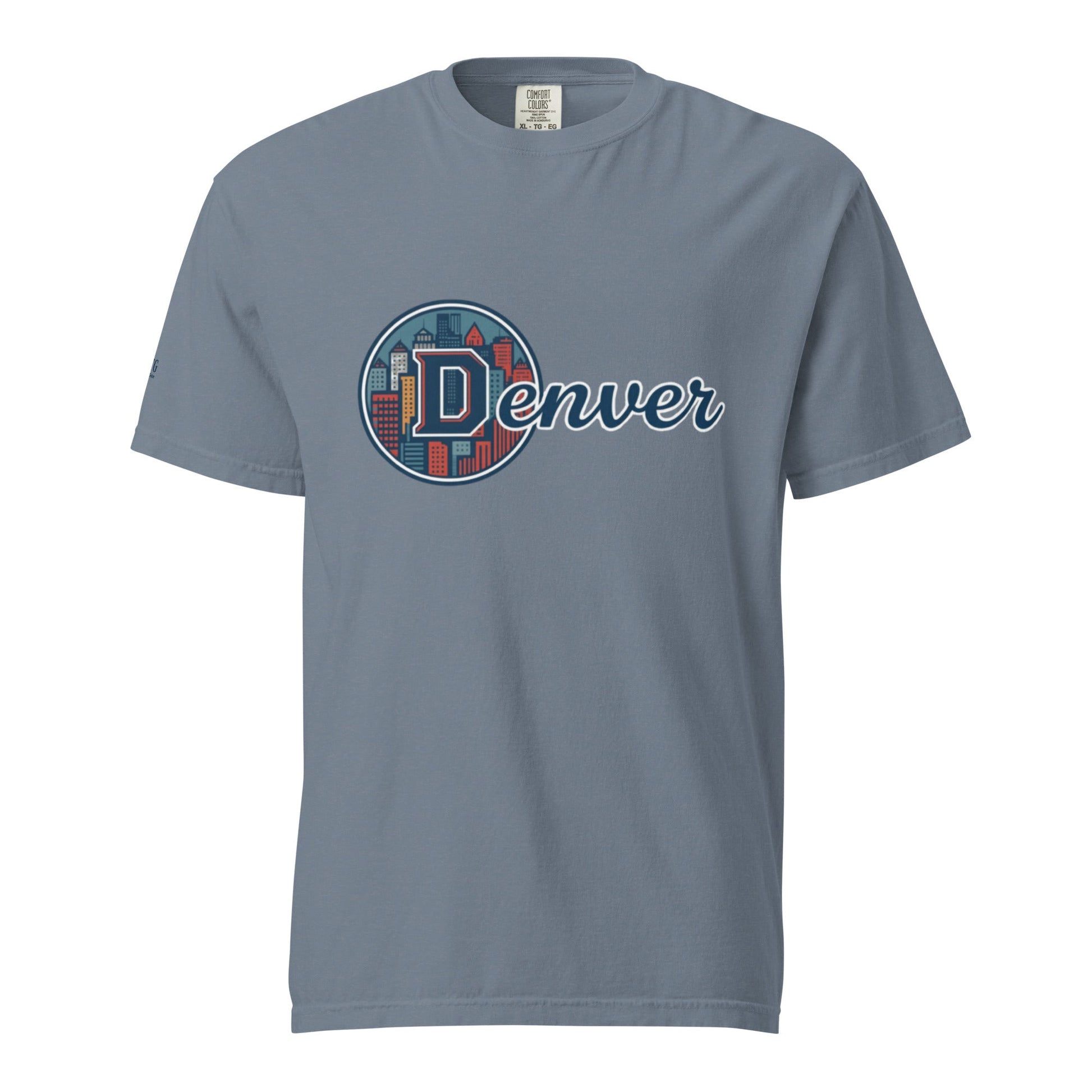 Denver-Unisex garment-dyed heavyweight t-shirt with city skyline design, 100% ring-spun cotton, relaxed fit, breathable and durable