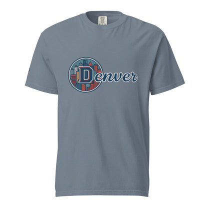 Denver-Unisex garment-dyed heavyweight t-shirt with city skyline design, 100% ring-spun cotton, relaxed fit, breathable and durable