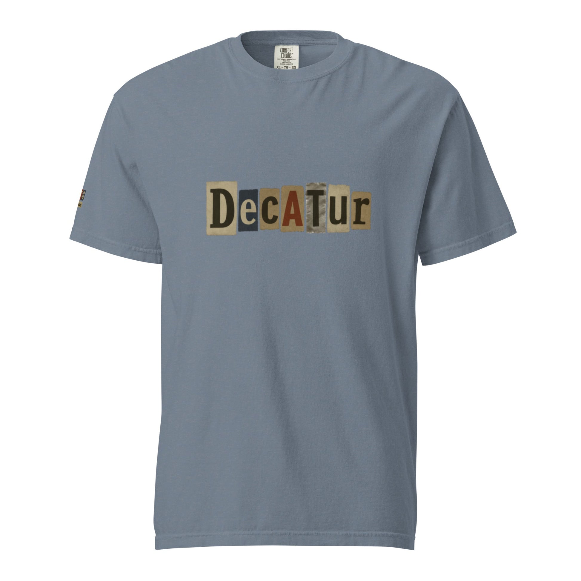 Decatur-Unisex garment-dyed heavyweight t-shirt in soft, breathable 100% ring-spun cotton with relaxed fit and bold logo design