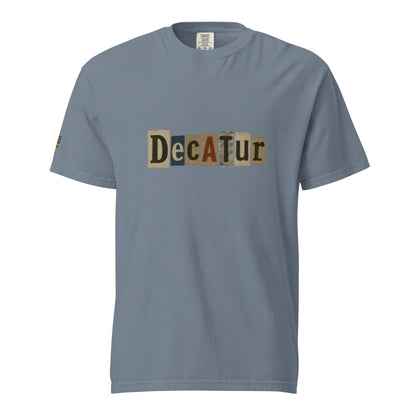 Decatur-Unisex garment-dyed heavyweight t-shirt in soft, breathable 100% ring-spun cotton with relaxed fit and bold logo design