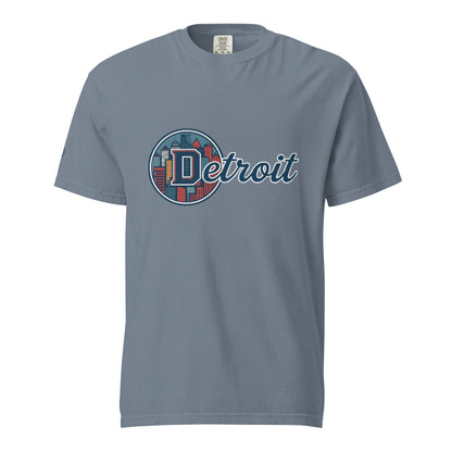 Detroit-Unisex garment-dyed heavyweight t-shirt with city graphic, 100% ring-spun cotton, relaxed fit, durable stitching