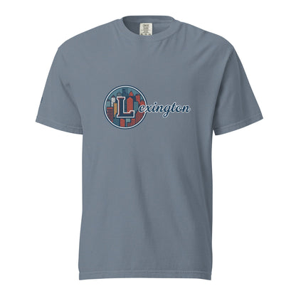 Lexington-Unisex garment-dyed heavyweight cotton t-shirt with city logo, soft breathable fabric, relaxed fit