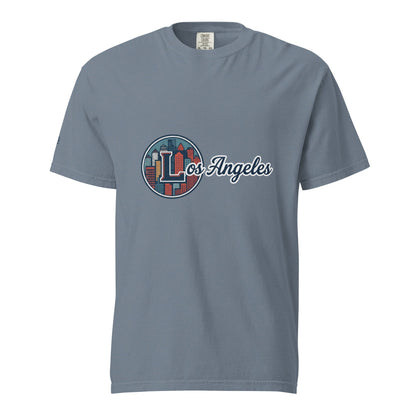 Los Angeles-Unisex garment-dyed heavyweight cotton t-shirt with cityscape design