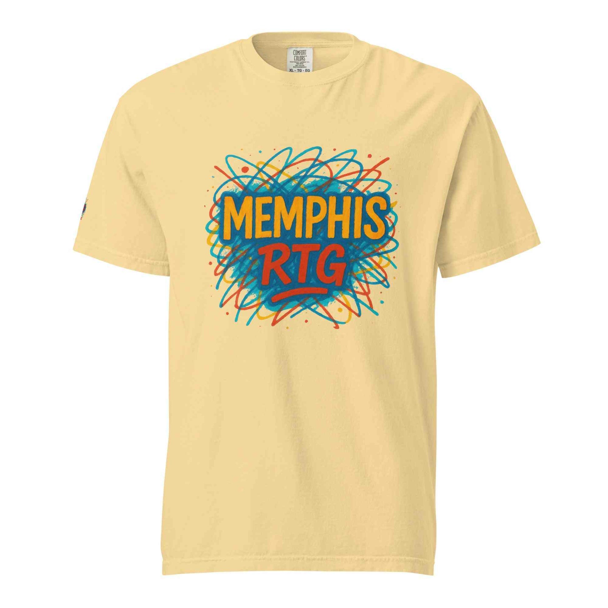 Unisex garment-dyed heavyweight t-shirt with Memphis RTG graphic and relaxed fit made of 100% ring-spun cotton
