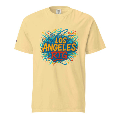 Los Angeles-Unisex garment-dyed heavyweight t-shirt with colorful graphic design on soft breathable cotton fabric