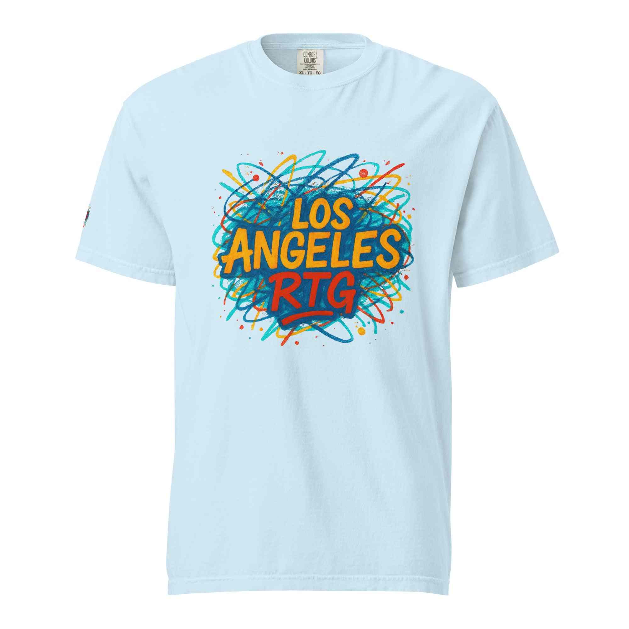 Light blue Los Angeles-Unisex garment-dyed heavyweight t-shirt with colorful graphic print