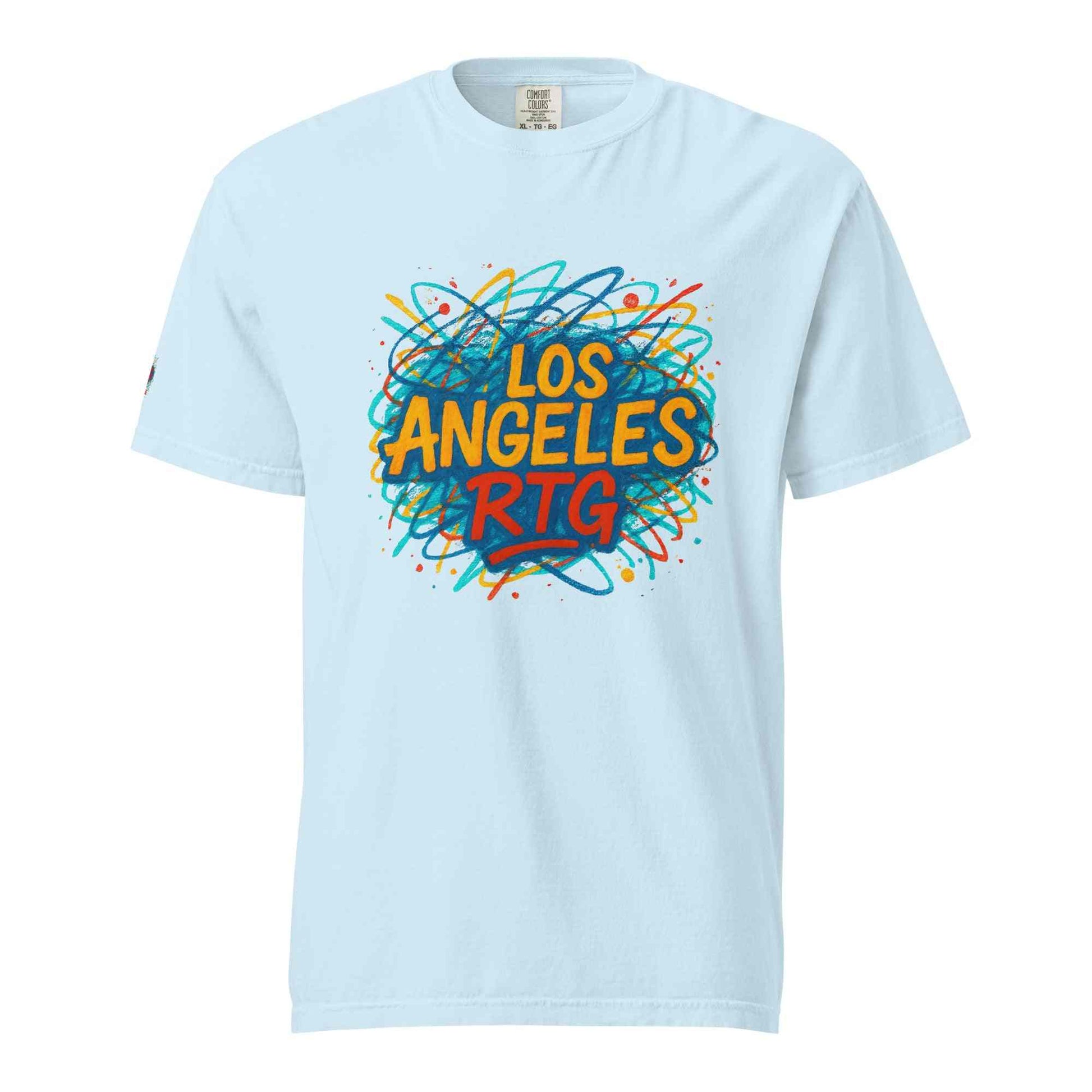 Light blue Los Angeles-Unisex garment-dyed heavyweight t-shirt with colorful graphic print