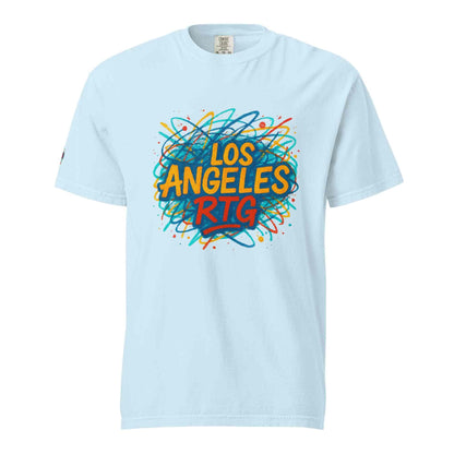 Light blue Los Angeles-Unisex garment-dyed heavyweight t-shirt with colorful graphic print