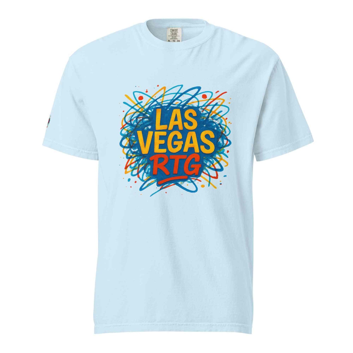 Los Vegas-Unisex garment-dyed heavyweight t-shirt with colorful graphic print, 100% cotton, breathable and durable design