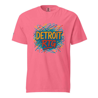 Pink Detroit-Unisex garment-dyed heavyweight t-shirt with colorful graphic print on front