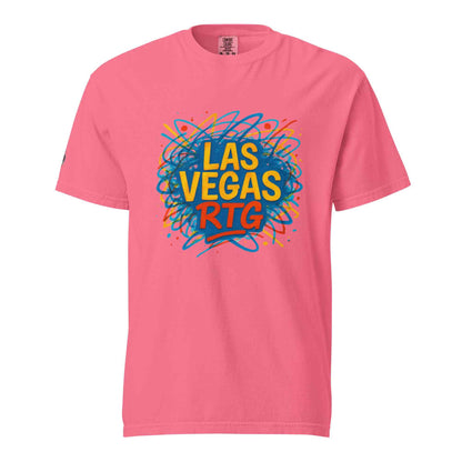 Pink Los Vegas-Unisex garment-dyed heavyweight t-shirt with colorful graffiti-style print on front