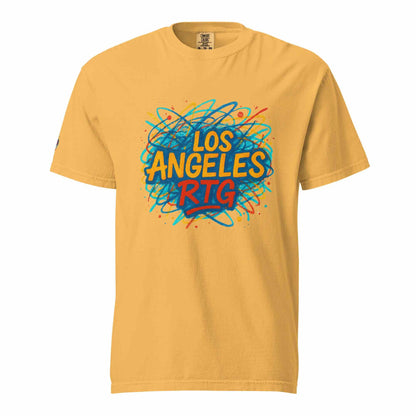 Los Angeles-Unisex garment-dyed heavyweight t-shirt with graphic print, 100% ring-spun cotton, relaxed fit, durable stitching.