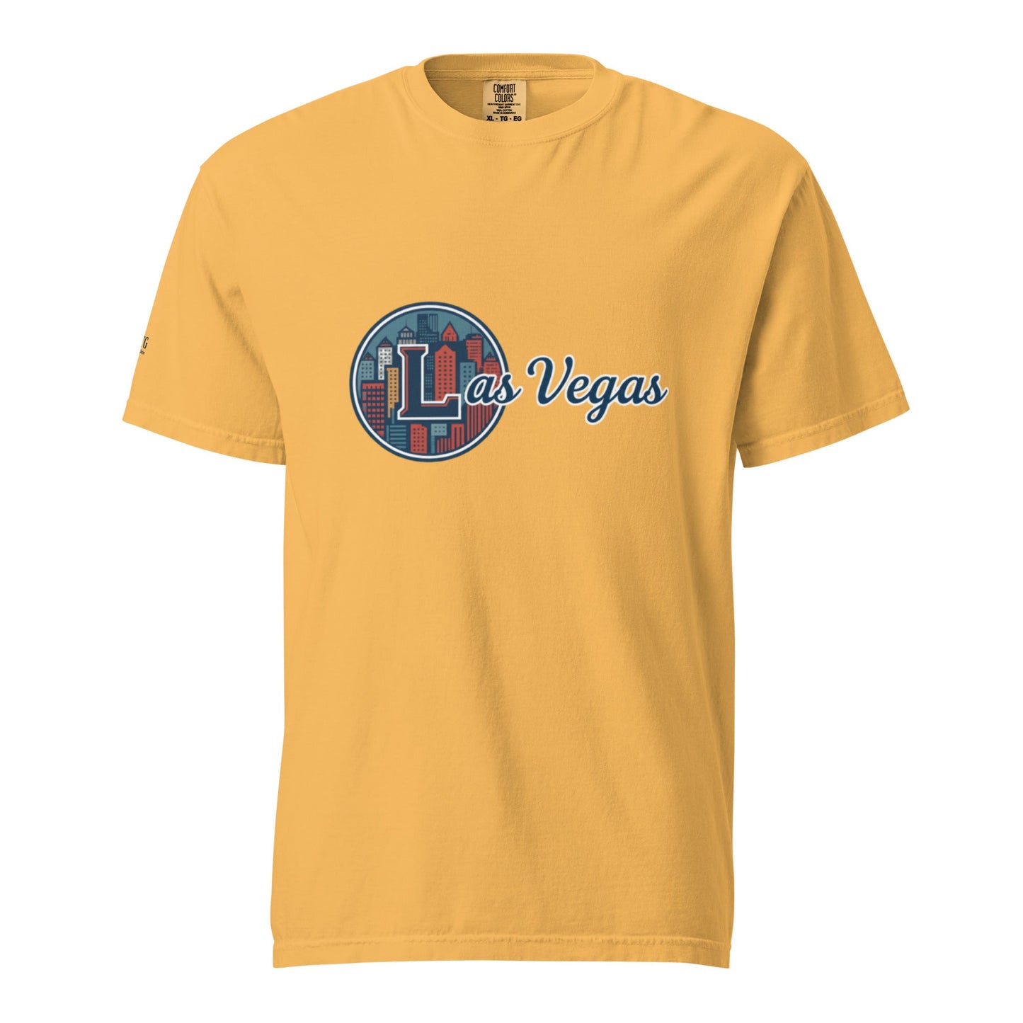 Las Vegas-Unisex garment-dyed heavyweight cotton t-shirt with city graphic in yellow