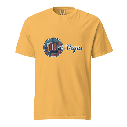 Las Vegas-Unisex garment-dyed heavyweight cotton t-shirt with city graphic in yellow