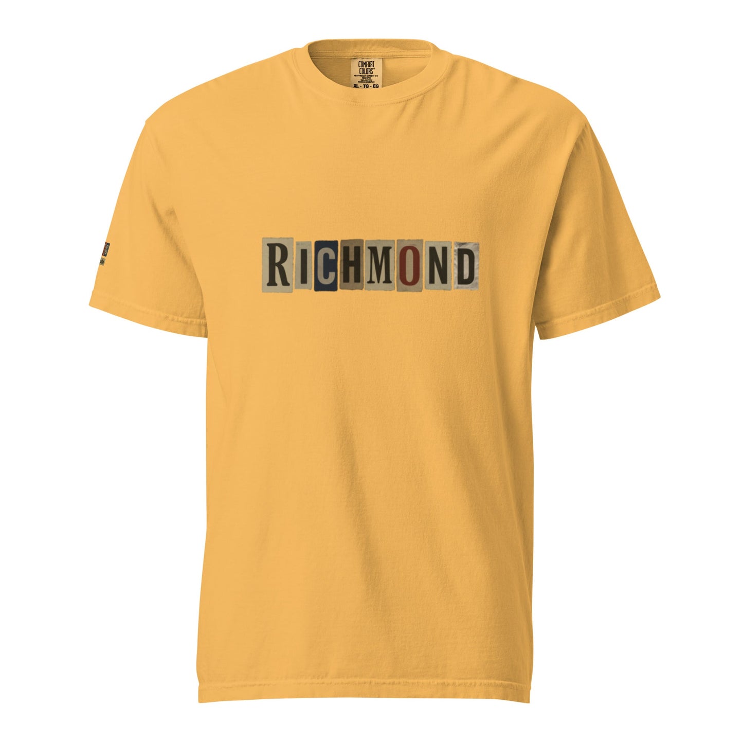 Richmond-Unisex garment-dyed heavyweight yellow t-shirt with logo print and relaxed fit made of 100% ring-spun cotton