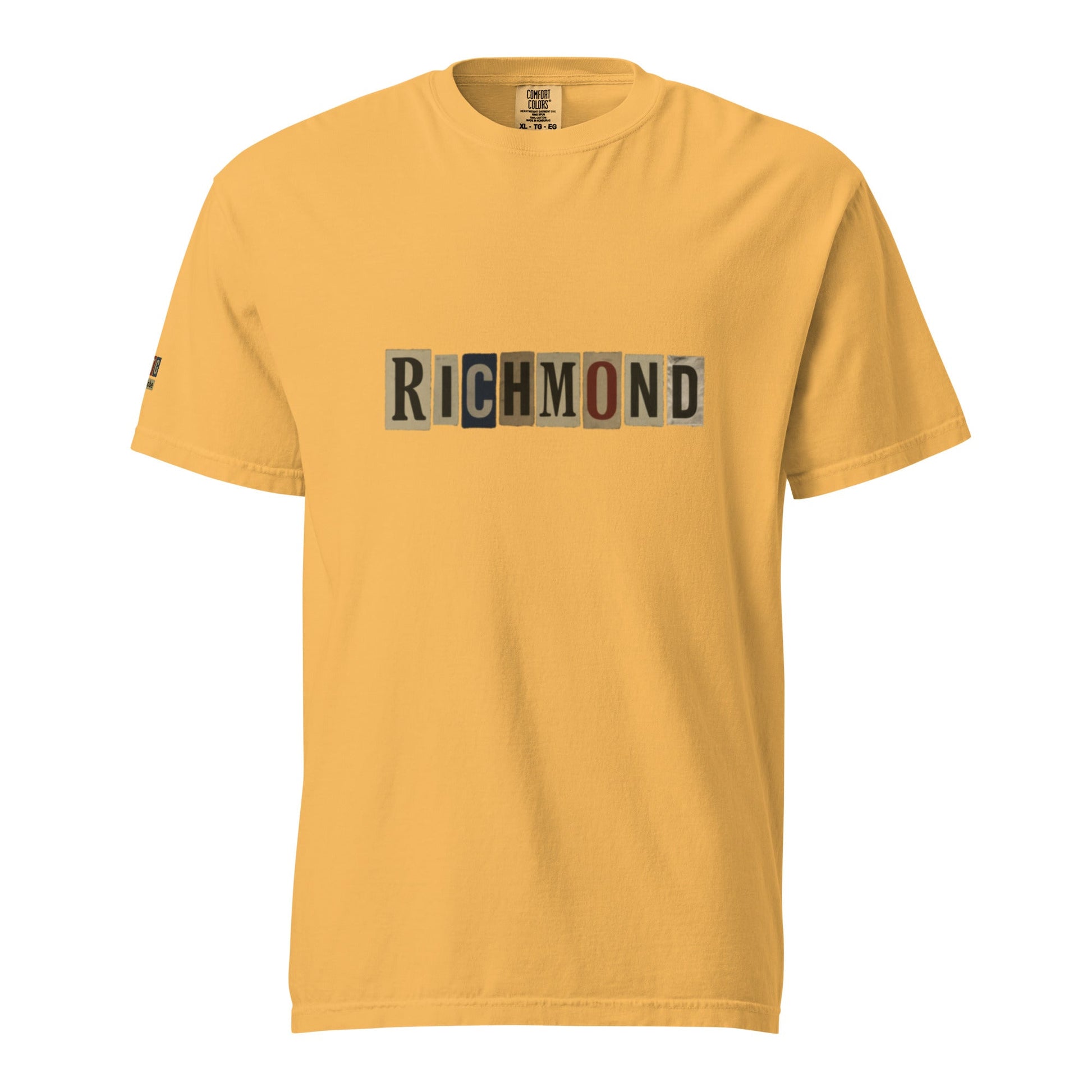 Richmond-Unisex garment-dyed heavyweight yellow t-shirt with logo print and relaxed fit made of 100% ring-spun cotton