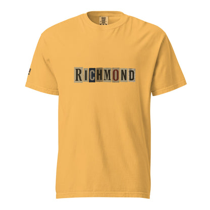 Richmond-Unisex garment-dyed heavyweight yellow t-shirt with logo print and relaxed fit made of 100% ring-spun cotton