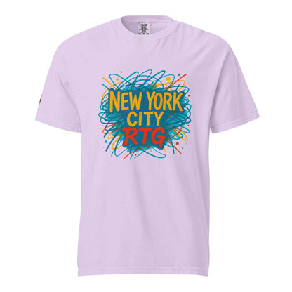 New York City-Unisex garment-dyed heavyweight t-shirt with colorful graphic on front in soft breathable cotton