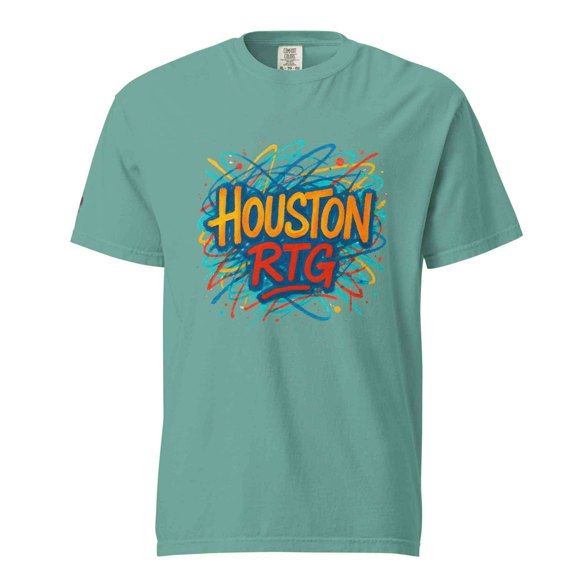 Houston-Unisex garment-dyed heavyweight ring-spun cotton t-shirt with colorful Houston RTG graphic design