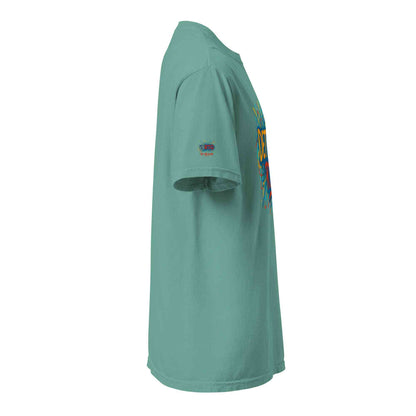 Detroit-Unisex garment-dyed heavyweight t-shirt in teal with soft breathable 100% ring-spun cotton fabric and relaxed fit