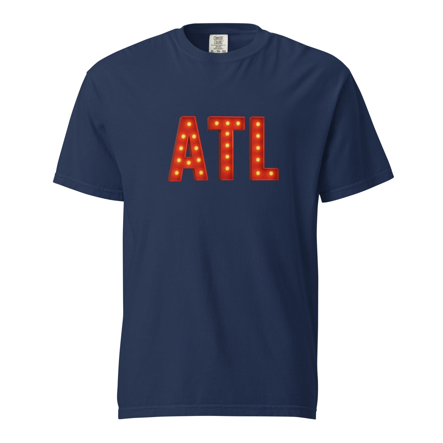Atlanta-Unisex garment-dyed heavyweight navy t-shirt with ATL marquee light design