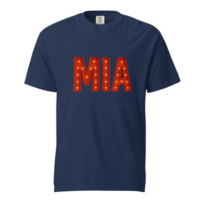 Miami-Unisex garment-dyed heavyweight t-shirt with MIA light-up print, 100% ring-spun cotton, navy blue