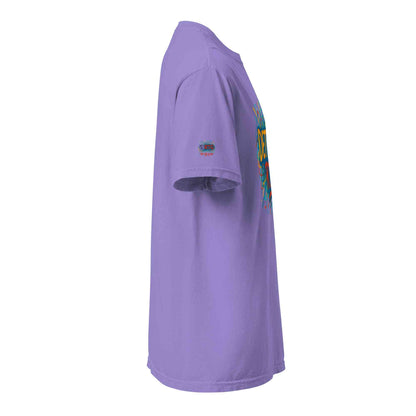 Side view of purple Detroit-Unisex garment-dyed heavyweight t-shirt made of 100% ring-spun cotton