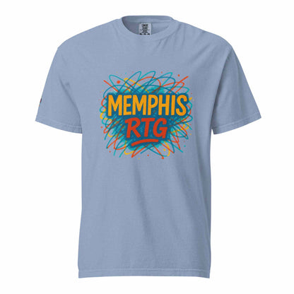 Unisex garment-dyed heavyweight cotton t-shirt with Memphis RTG graphic design
