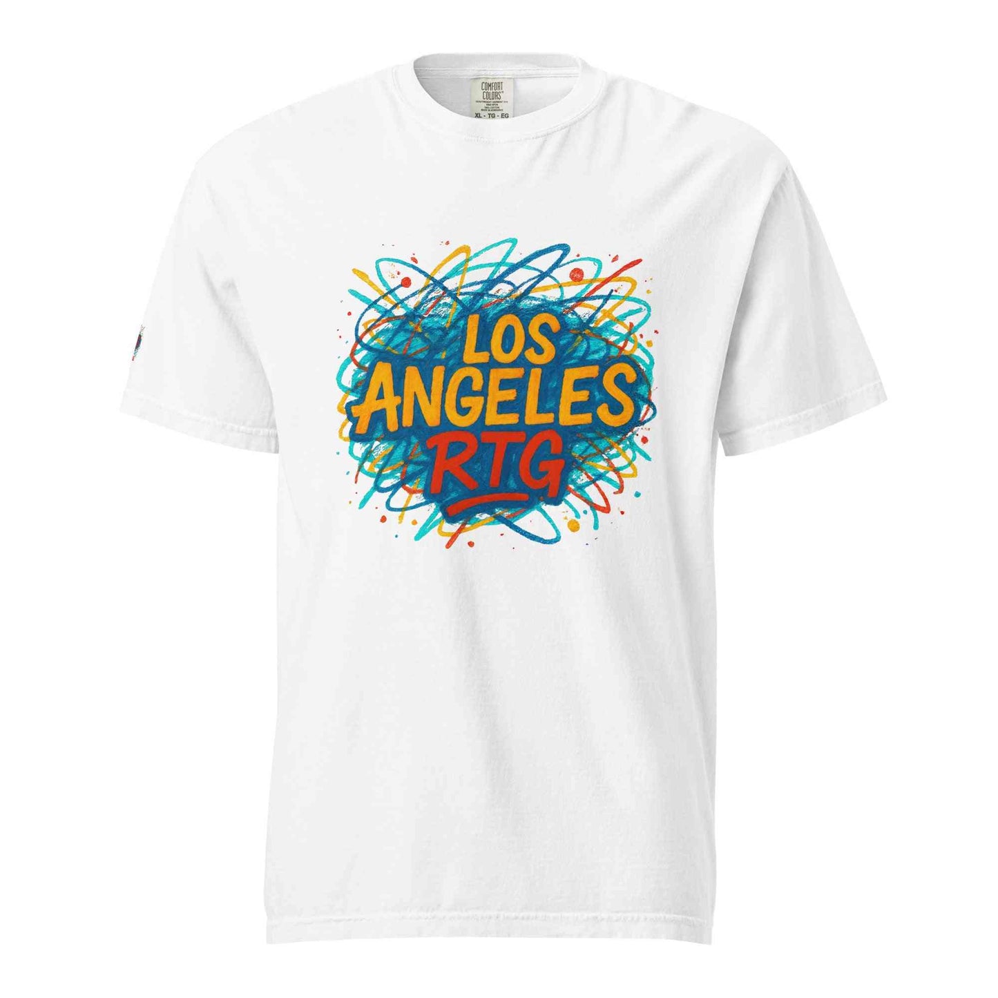 White Los Angeles-Unisex garment-dyed heavyweight t-shirt with colorful graphic print and relaxed fit