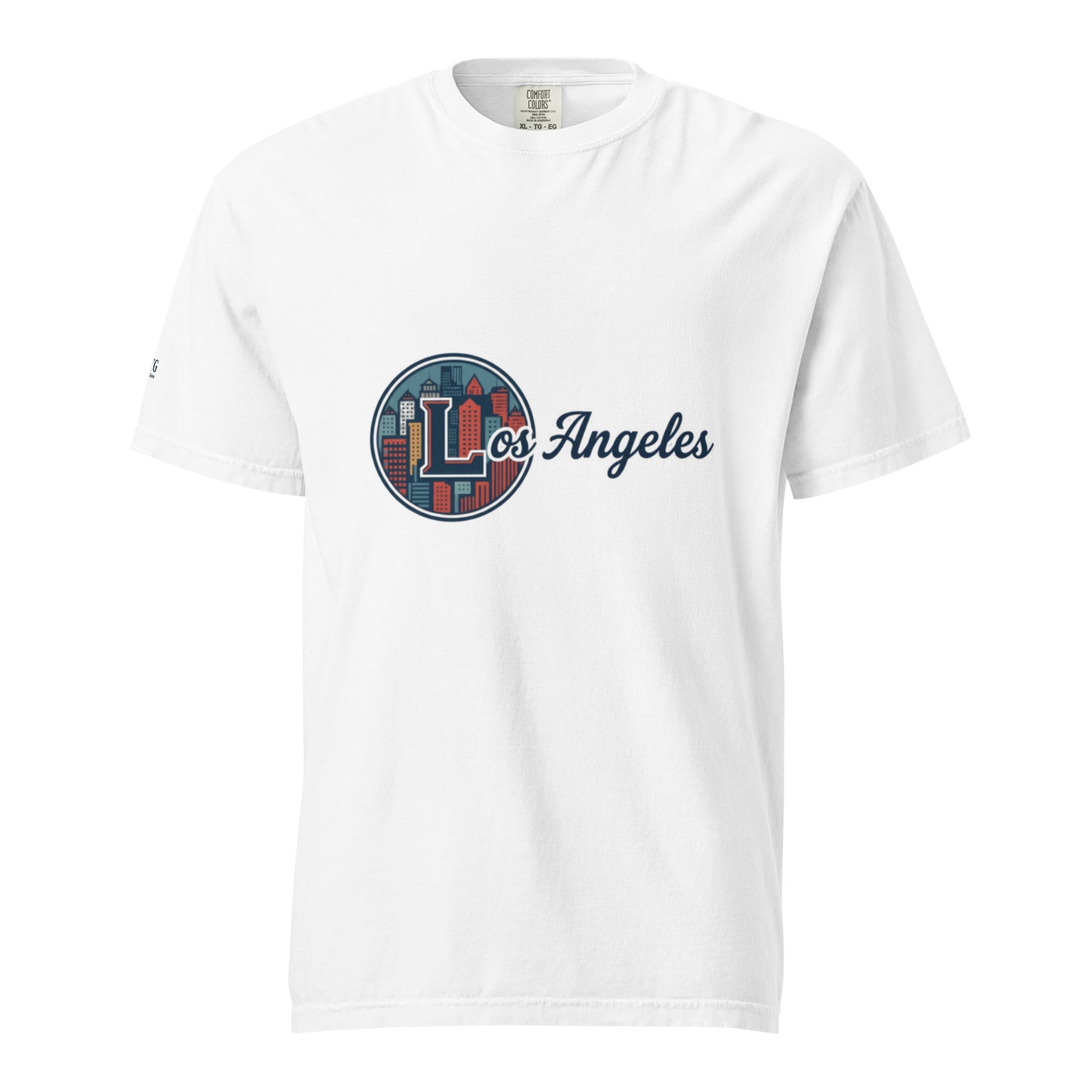 White Los Angeles-Unisex garment-dyed heavyweight ring-spun cotton t-shirt with cityscape logo and relaxed fit