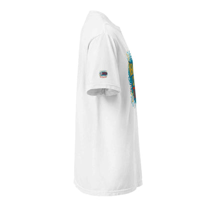 New York City-Unisex garment-dyed heavyweight white t-shirt side view breathable ring-spun cotton