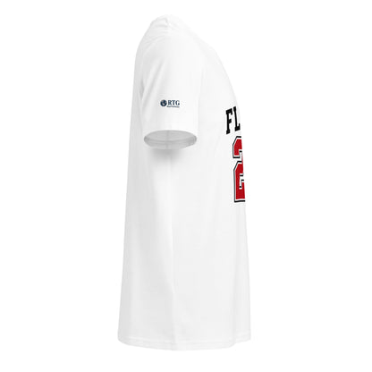 Florida-Unisex organic mid-light t-shirt side view white eco-friendly cotton tee